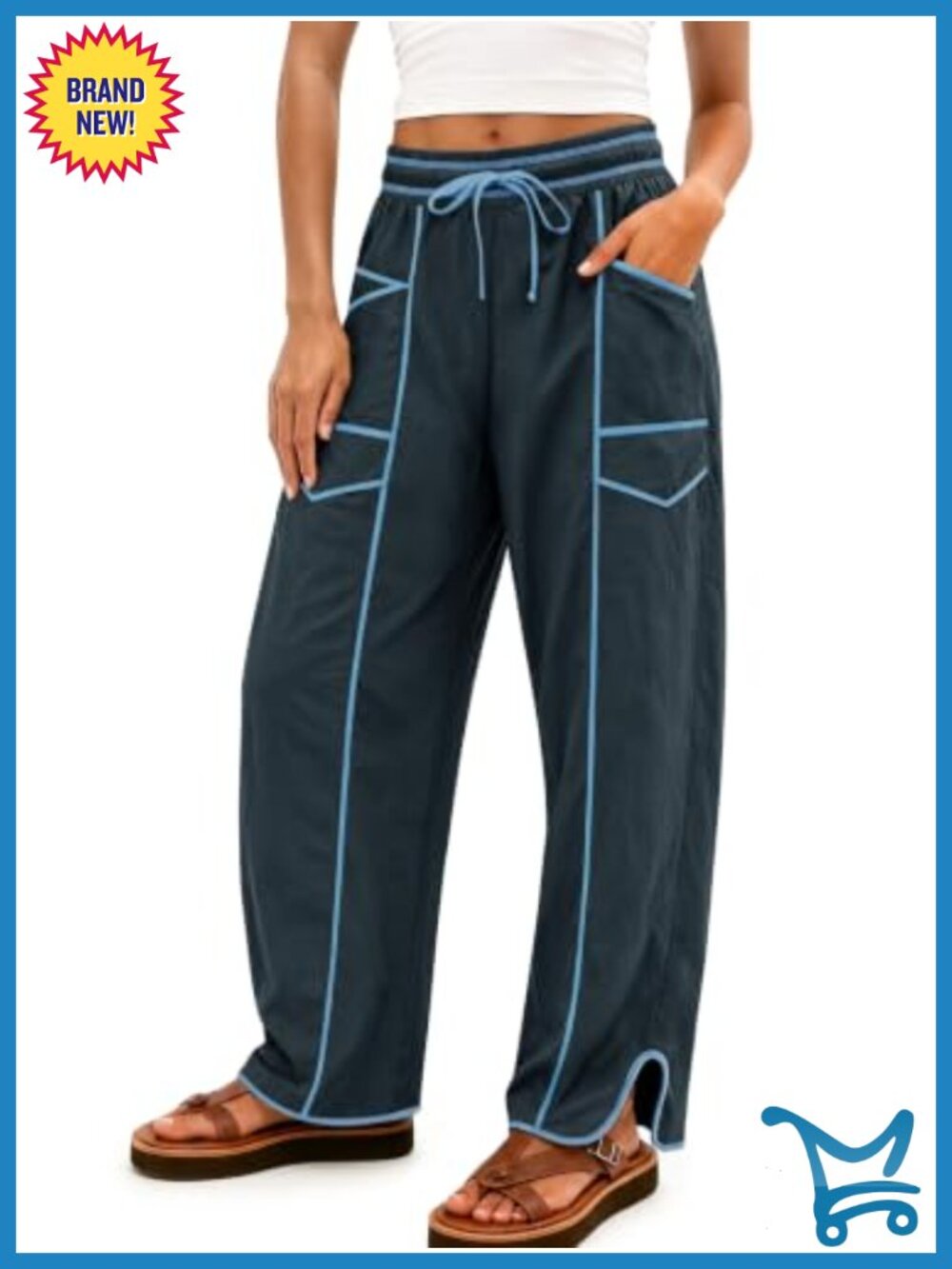 Wide Leg Active Sweatpants Casual High Rise Drawstring